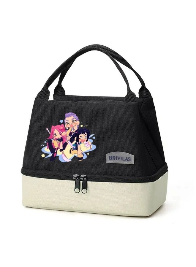 K-POP: XINGNIAO Dopamine Large Capacity Dual-Layer Lunch Bag, Thickened Aluminum Foil Insulated Tote for Office Workers and Picnics